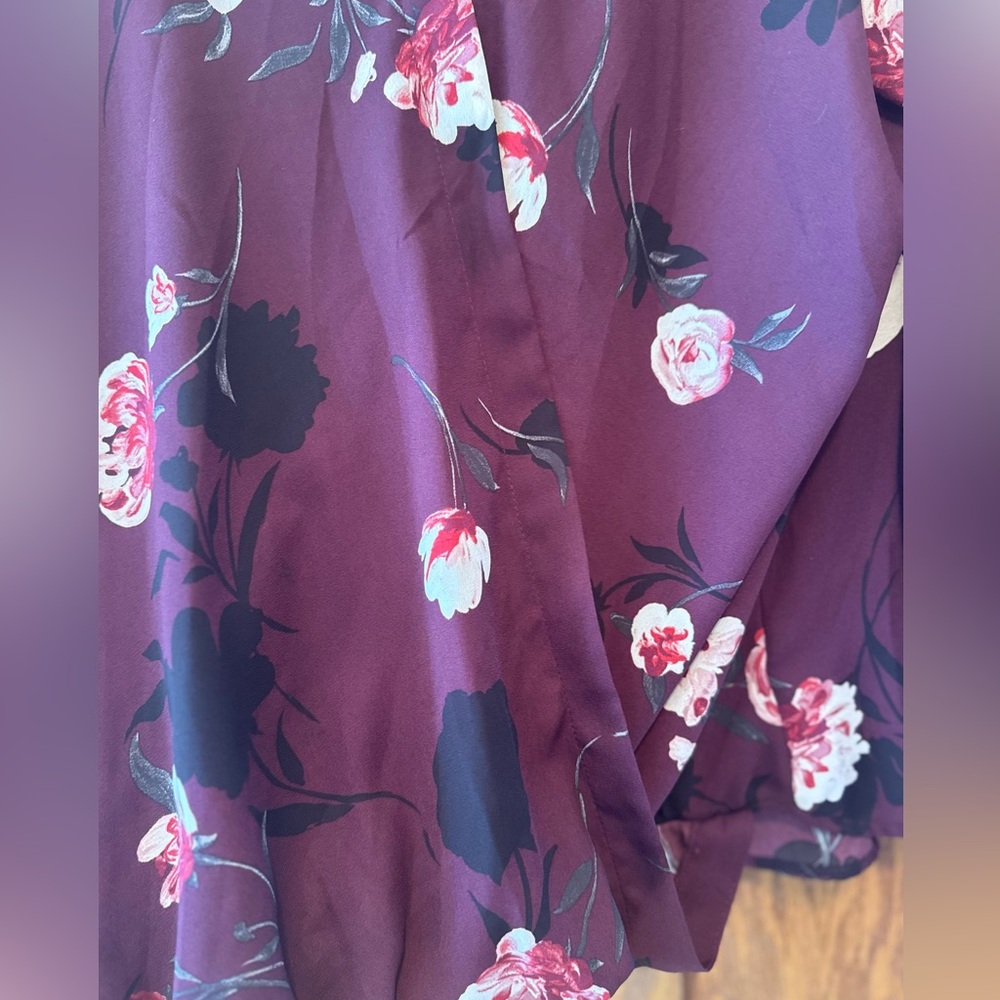 Apt. 9 Plum Floral Wrap Blouse - Picture 2 of 4